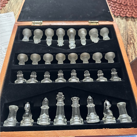 Crystal Clear Chess Game Night in Wood Box - Picture 6 of 11